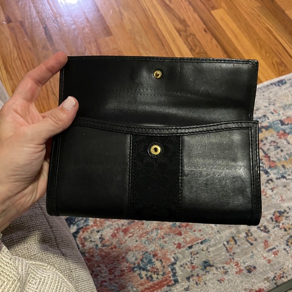 Coach Slim Double Snap Closure 12 Card Wallet/Clutch in Black Leather - Picture 9 of 11